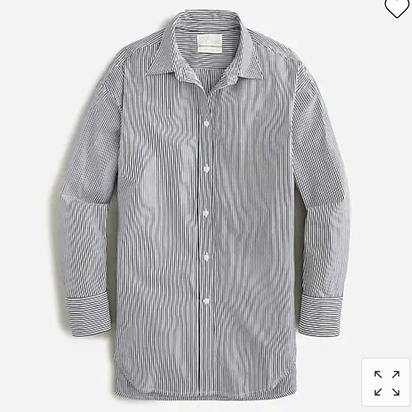 J Crew Petite relaxed-fit crisp cotton poplin shirt in navy stripe item AW721 - Picture 1 of 4